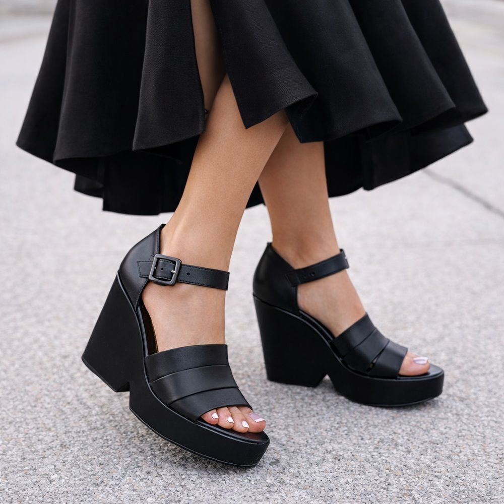 Robert Clergerie Dobert Leather Wedge Platform Sandals